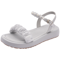 Zhuoshini flat sandals womens 2024 new spring and summer soft-soled sports thick-soled beach slippers fairy yarn sandals