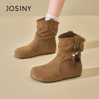 卓诗尼堆堆鞋女秋冬2025超火小短靴复古勃肯靴内增高英伦风骑士靴