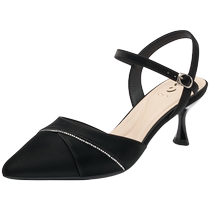 Zhuoshini Baotou High Heels Womens 2024 New Summer Versatile Commuting Pointed Toe One-Buckle Stiletto Sandals