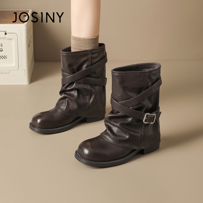 Zhuoshini Melard Stacked Ankle Boots for Women 2026 Autumn New Brown Trouser Boots with Chunky Heel and Height Increase Zhuoshini Melard Stacked Ankle Boots for Women 2026 Autumn New Brown Trouser Boots with Chunky Heel and Height Increase