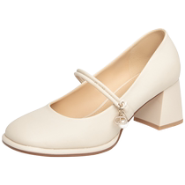 卓诗尼粗跟高跟鞋女2024夏季新款配裙子凉鞋气质软底玛丽珍单鞋