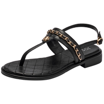 Zhuoshini Sandals Womens 2024 New Summer Casual Flip-Toe Roman Flat Bottom Versatile Outerwear Herringbone Holiday Beach