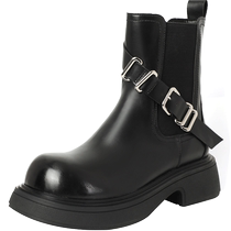 Zhuoshini Chelsea short boots 2024 new single boots thick soles to increase the height of small people and temperament fashion black chimney boots