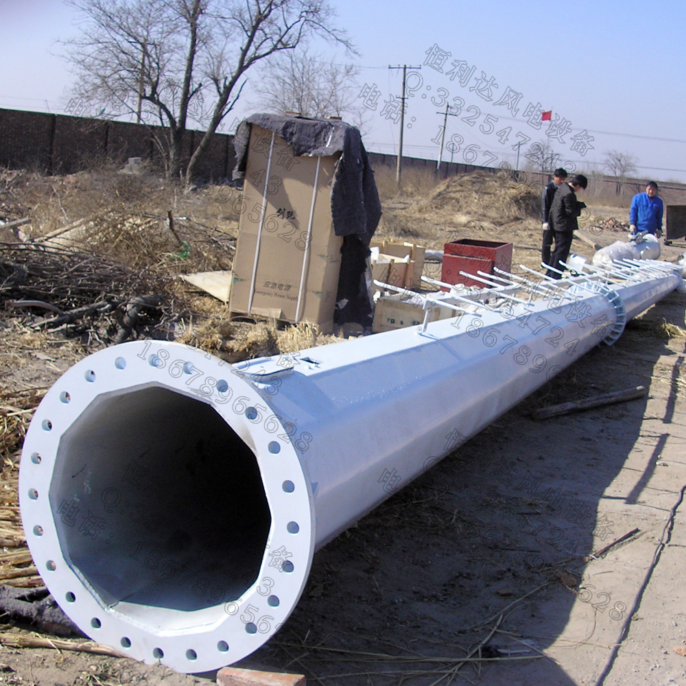 5KW wind turbine tower pole 12m 15m independent pole flange connects ventilator independent pole