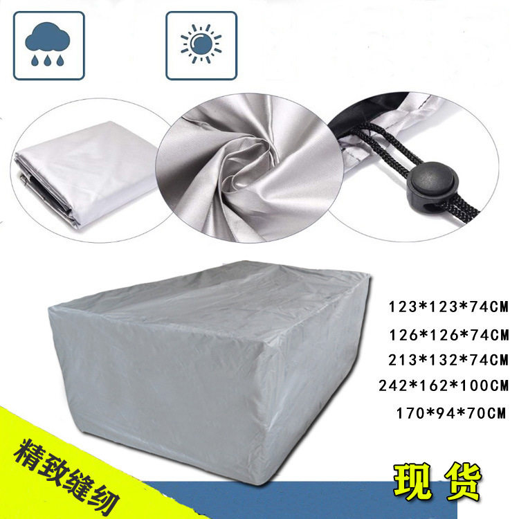 Outdoor Cross-border Products Furniture Hood Garden Waterproof Hood Silver Grey Patio Table And Chairs Sunscreen Garden Dust Cover