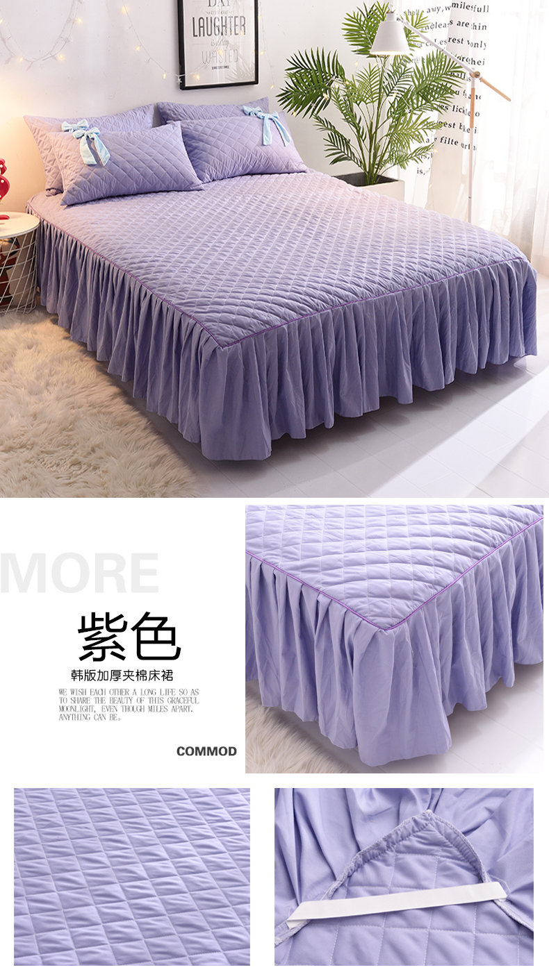Công chúa Hàn Quốc lá dày bông giường bedspread váy sen ren một mảnh rắn không trượt nệm bìa bảo vệ 1.8m - Váy Petti váy giường khách sạn