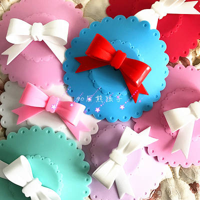 Creative bow cup lid, silicone non-toxic ceramic cup lid, large food-grade glass cup lid, rubber lid, high resistance