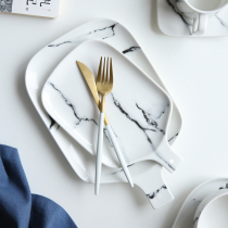 Romantic breeze marble ceramic cutlery Bowl plate household Rice Bowl creative Western plate steak tray breakfast plate