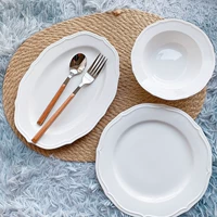 Романтический бриз in in retro Plate Pure White Sweeware Ceramic Western Dining Dessert Plate Salad Salad Brawke Bund Steak Steak