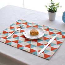 Korean color) triangular plaid fabric tablecloth Western placemat insulation mat background cloth napkin tea towel