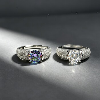 Horseshoe style men's ring s925 silver moissanite men's ring