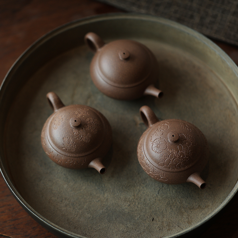 [Little Flying Saucer] Huanglong Mountain Old Section Clay Yixing Original Mineral Handmade Purple Clay Teapot One Corner Tea Set 55Cc