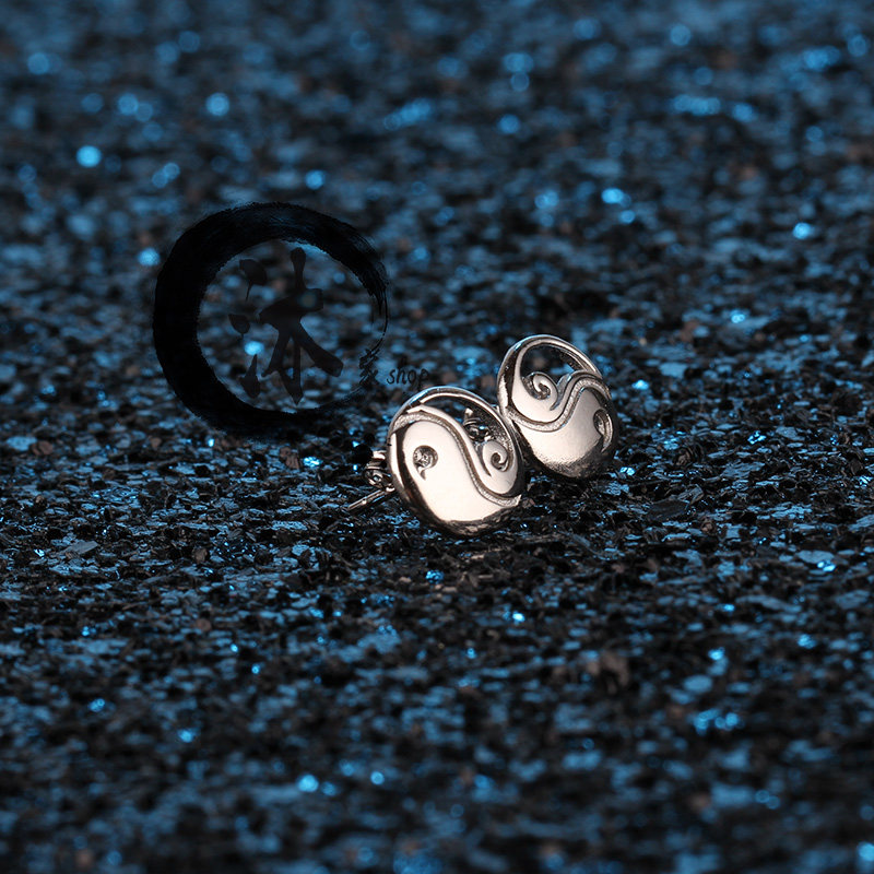 (Jianwang 3 Genuine Doujin Authorized) Jiansan Peripheral Jewelry All School Logo Earrings Sterling Silver Pure Yang