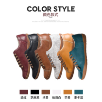 Ximu flat casual shoes mens genuine leather breathable casual leather shoes round toe soft bottom farmers shoes couple trendy shoes