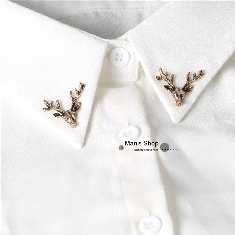 Sen hươu trâm cổ áo sơ mi pin cổ áo đơn giản giản dị cổ áo sơ mi hoa cổ áo góc clip phù hợp với trâm pin