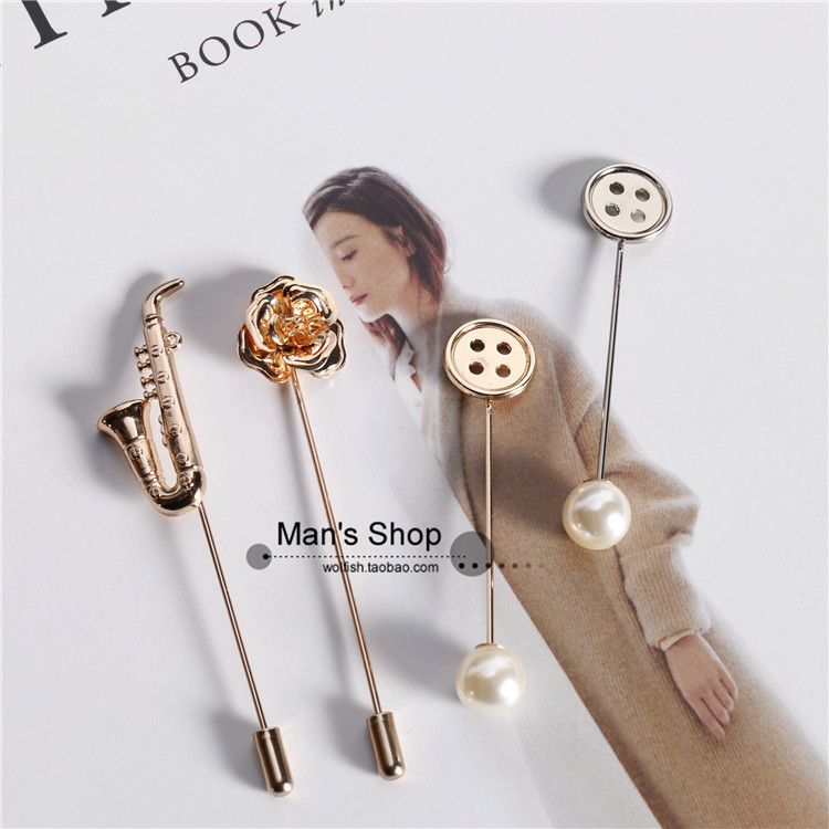 Nhật Bản và Hàn Quốc cổ điển lông trâm phù hợp với nam áo sơ mi khăn choàng khóa cao cấp thời trang cá tính phụ kiện từ pin trâm cài áo hàn quốc