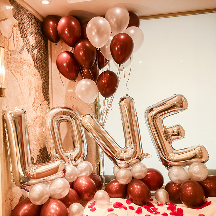 Wedding Room Wedding Balloon Decoration LOVE Letters Birthday Cours White Annual Memorial Placement Photo Dress Balloons