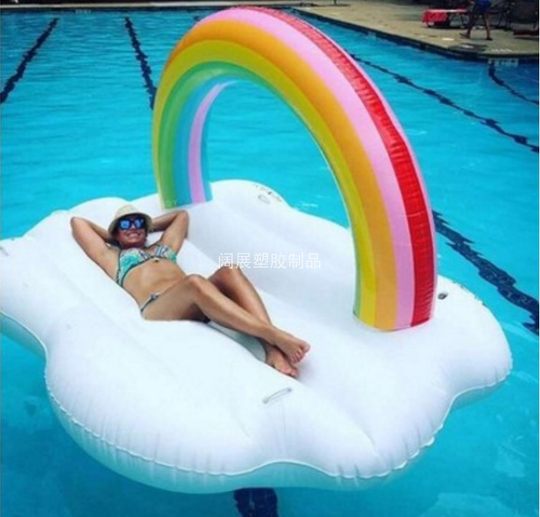 Water Inflatable Rainbow Cloud Float for Adults, Large Enough for 4 People, Rainbow Float Arch, Floating Mat, Inflatable Floating Bed