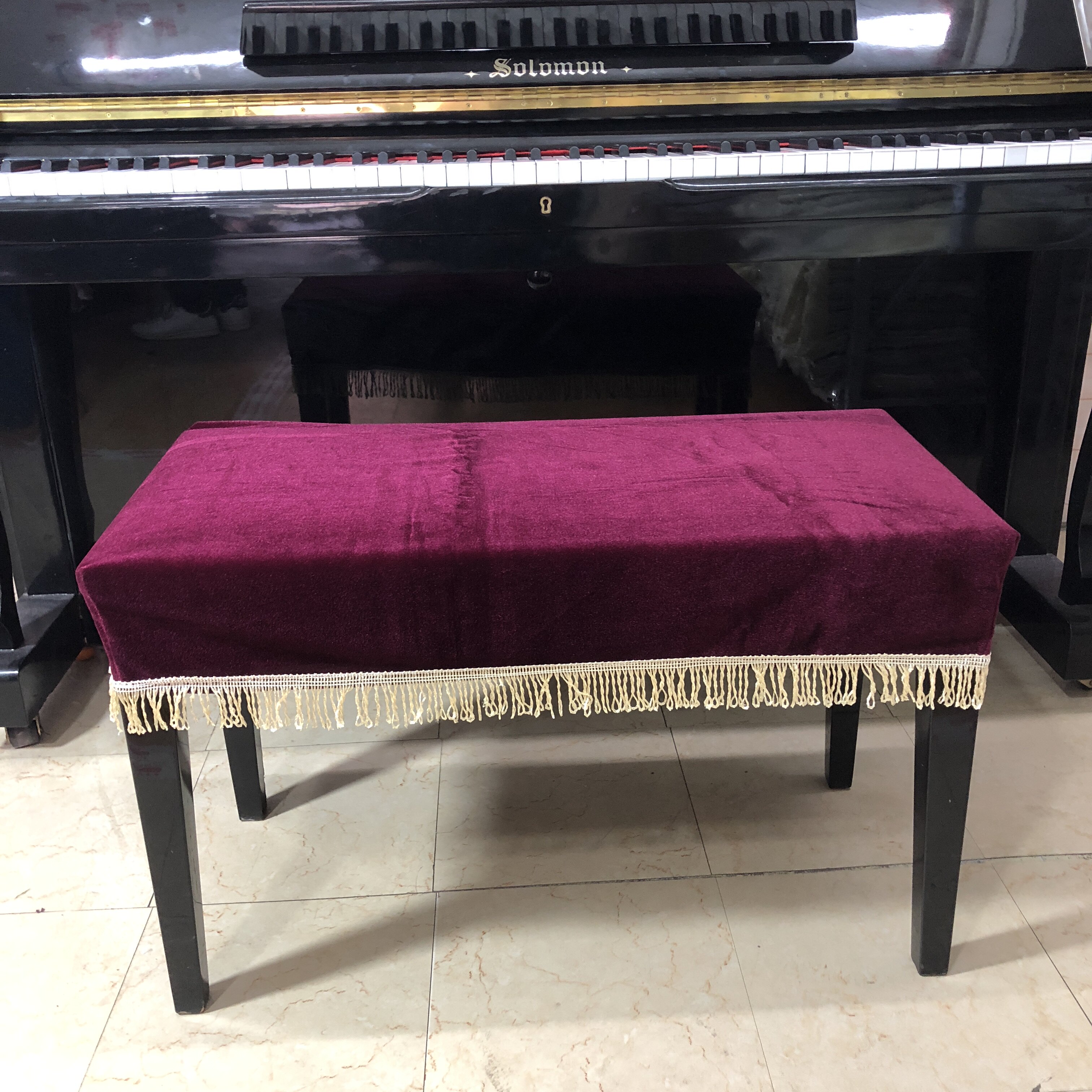 Qinmeng gold velvet piano stool cover double black piano stool cover single lift dustproof thick piano stool cover