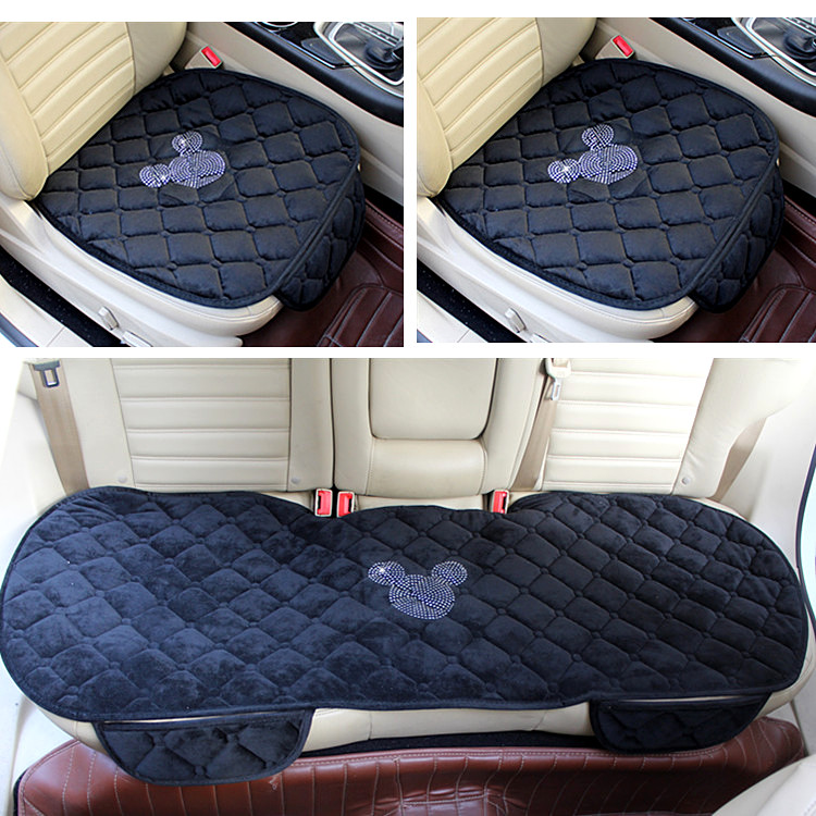 Car cushion winter inlaid drill without backrest car seat cushion Three sets of single sheet warm non-slip single seat car cushion autumn winter-Taobao