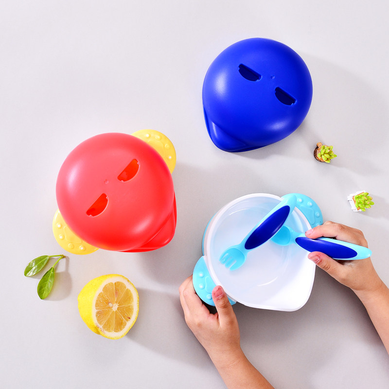 Papa Bear Children Cutlery Rabbit Cartoon Suction Cup Bowl Suit Infant Baby Eating Bowl Home Creative Anti-Fall