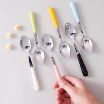 Papa Bear baby tableware 304 stainless steel small leather puree spoon scraping apple digging puree artifact baby supplementary food spoon 1