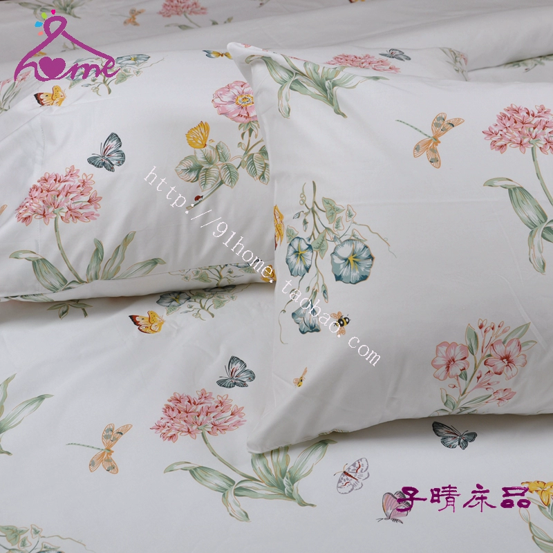 100% cotton satin 60 400 bướm tình yêu hoa đơn diện tích chăn ga gối và kết hợp miễn phí khác có thể được tùy chỉnh Mẫu ga phủ giường