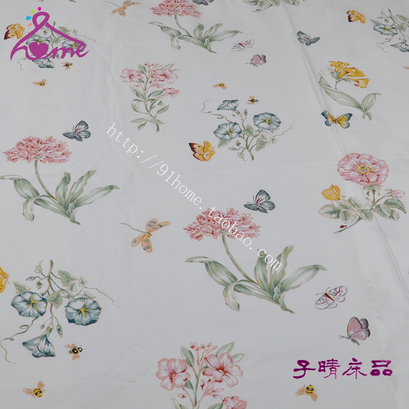 100% cotton satin 60 400 bướm tình yêu hoa đơn diện tích chăn ga gối và kết hợp miễn phí khác có thể được tùy chỉnh ga giường chun