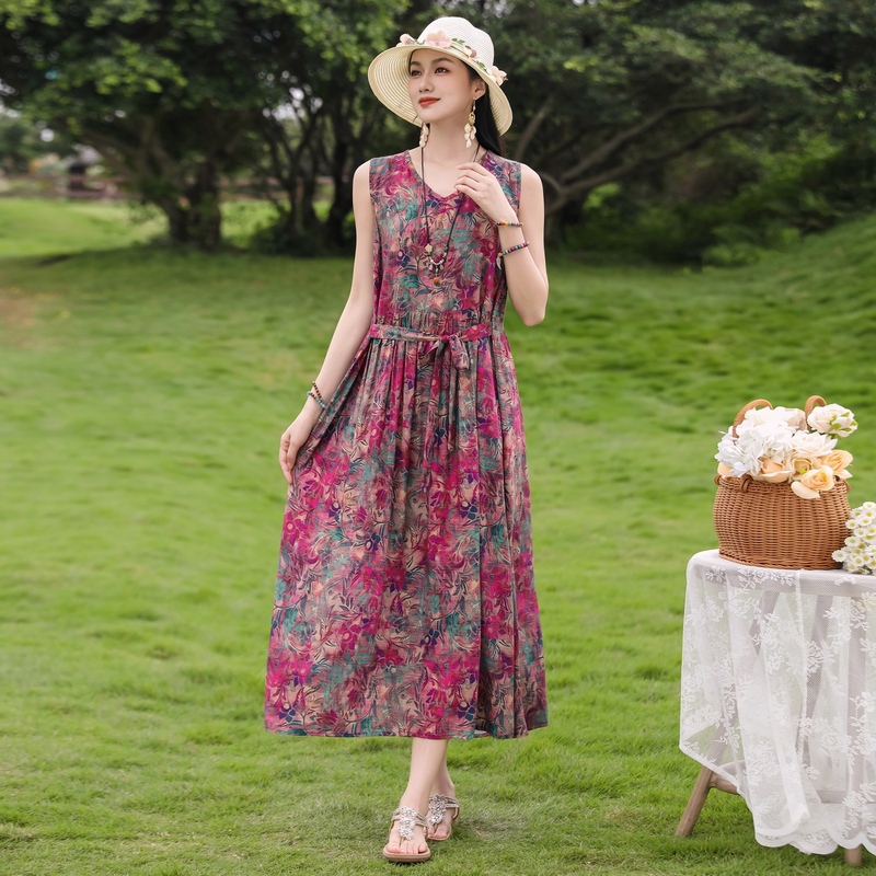 Sleeveless Cotton Silk Dress for Women 2026 New Summer V-Neck Sleeveless Slim Fit Tank Dress Long Dress Women's Clothing Sleeveless Cotton Silk Dress for Women 2026 New Summer V-Neck Sleeveless Slim Fit Tank Dress Long Dress Women's Clothing