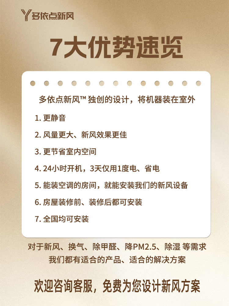 Outdoor Fresh Air Fan, Ductless Fresh Air System, Household Wall-Mounted Positive Pressure Two-Way Flow Full Heat Exchange, Formaldehyde Removal