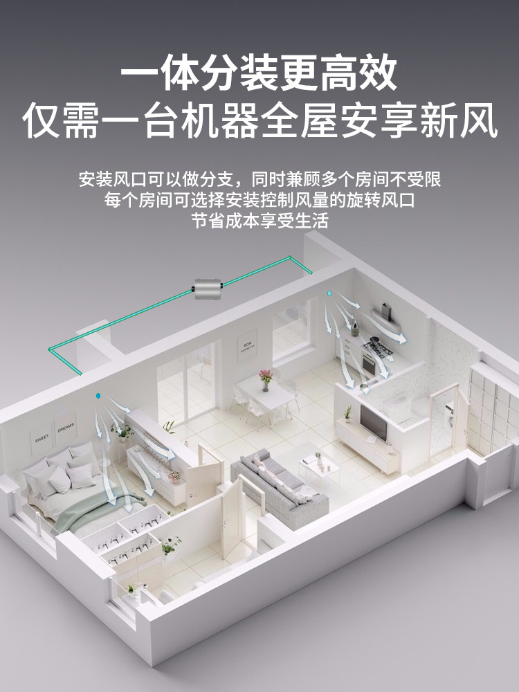 One-Way Flow Fresh Air Series, Outdoor Installation, Micro-Positive Pressure, Formaldehyde Removal, Pm2.5, Silent Multi-Point Fresh Air System