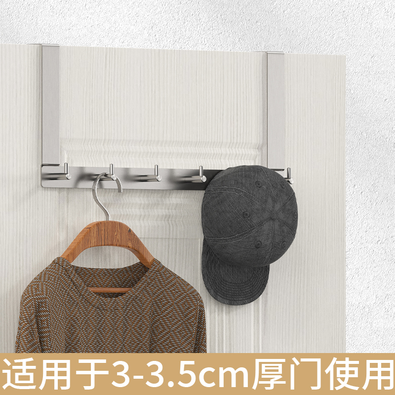 Over-The-Door Hook for Hanging Clothes, 3.5cm Thick, No-Drill, Extra-Long Bathroom Door Storage Rack, 304 Stainless Steel