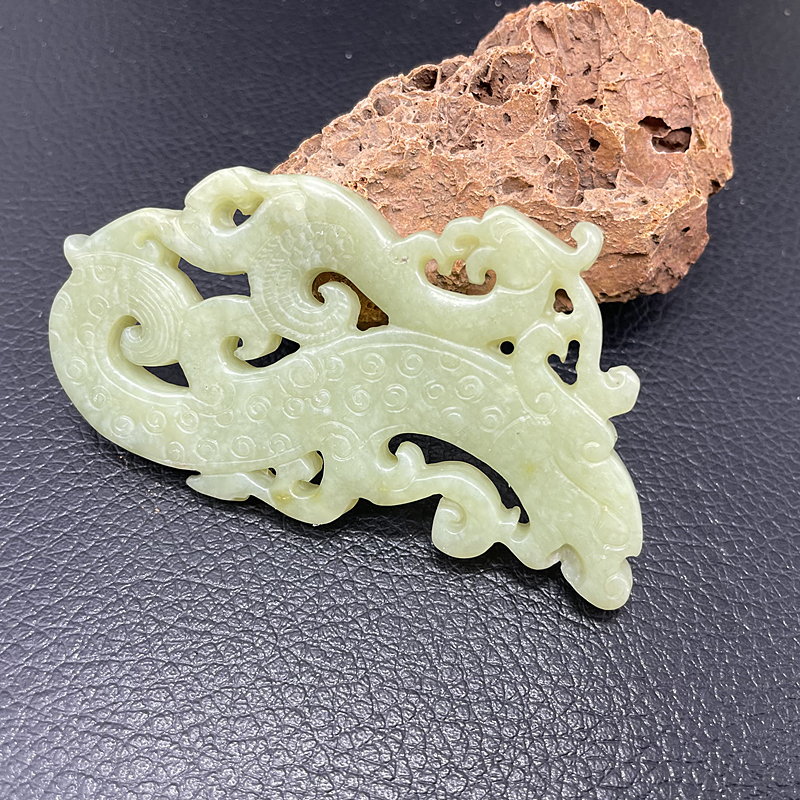 Ancient playing jade dragon and phoenix jade pendant with jade pendant waist hanging ancient wind jade Perong Feng's jade pendant hollowed-out jade pendant hollowed-out jade waist pei-Taobao