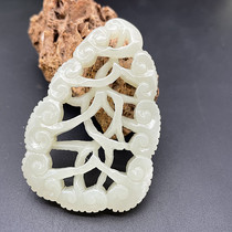 And Tian Yuqing white jade hollowed-out ruyi jade pendant necklace pendant necklace with pendant Liaojin wire drawing jade sculpted jade jade ancient playing jade