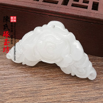 White jade Rose jade Peiyu pendant Triangle flower flower flower decoration DIY handmade accessories Hair accessories Afghan jade