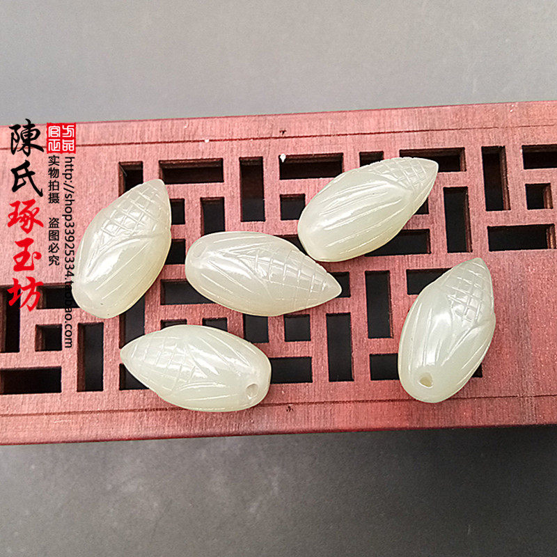 And Tian Yuqing white jade small corn spike jade pendant DIY hand-decorated grain earrings mean fruitful