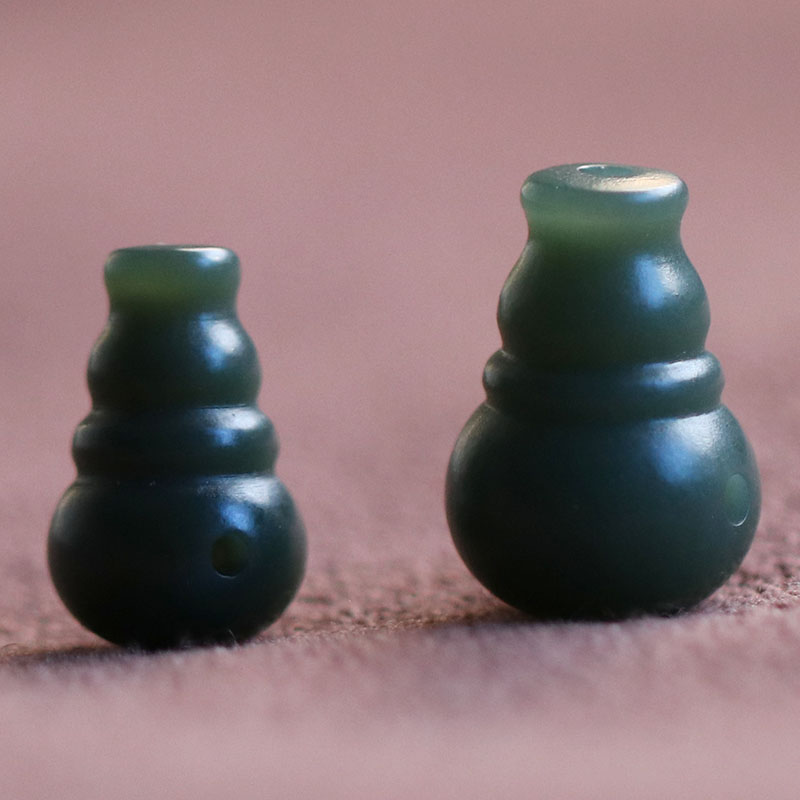 Natural Hetian jade one fine sapphire three-way gourd-shaped one Buddha head pagoda diy Buddha bead text play hand accessories