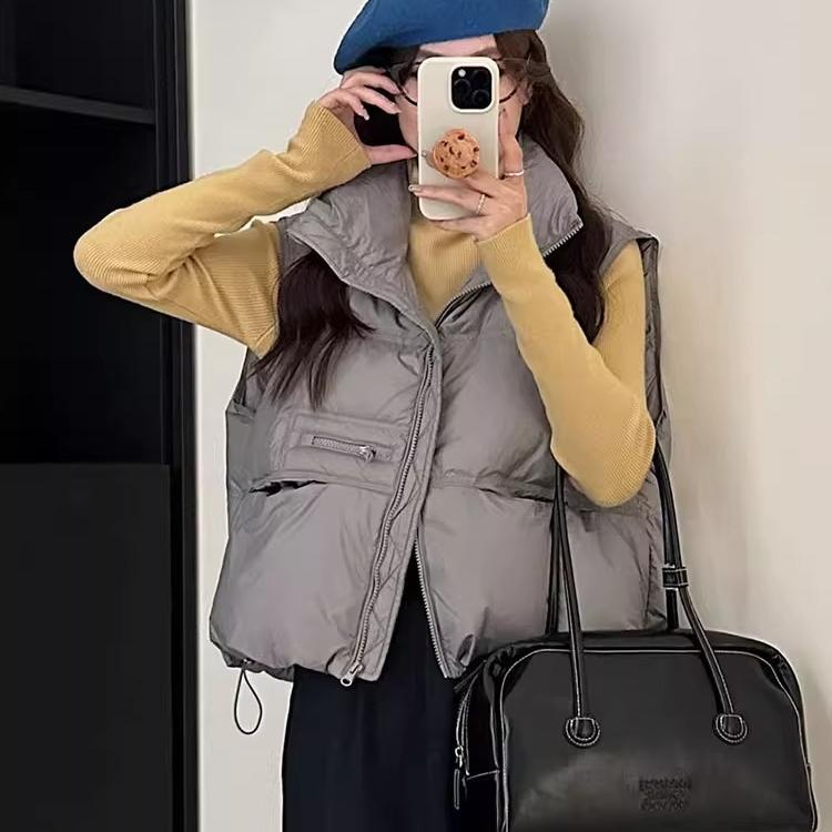 2026 Winter New Style Women's Short down Vest Casual Versatile Stylish Thick Warm Stand Collar Vest Jacket Trendy