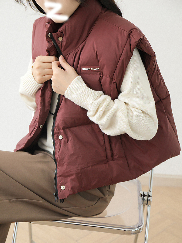 2026 Autumn and Winter New Style down Jacket Vest for Women, Short Style, Korean Style, Stand-Up Collar, Loose Casual Outerwear Vest, Korean Original Version