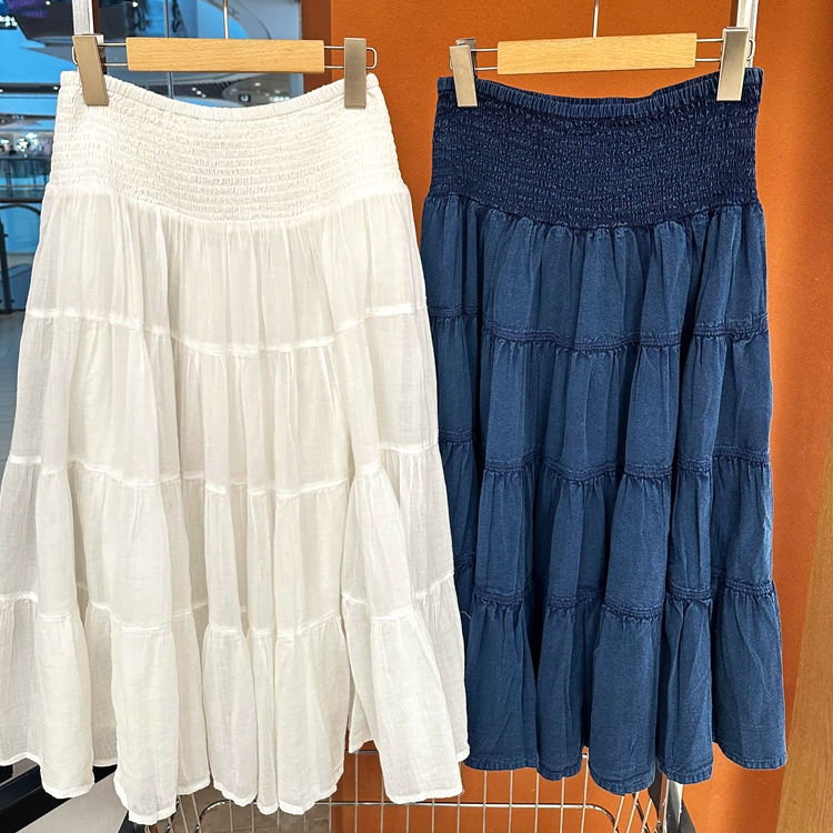 Bdg Fashion Elastic Waist Ruched High-Waisted Mid-Length Skirt for Women 26 Spring/Summer Little Girl It Authentic National Brand