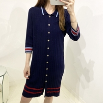 2 colors bab b ab front buckle striped knit dress dress lady spring summer little awkward girl Hong Kong IT