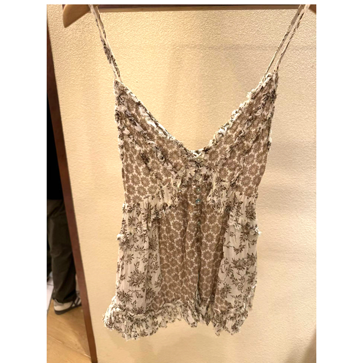 Bdg Sexy Backless Straight-Button V-Neck Floral Pattern Camisole for Women 26 Spring/Summer Small Girl It Genuine National Brand