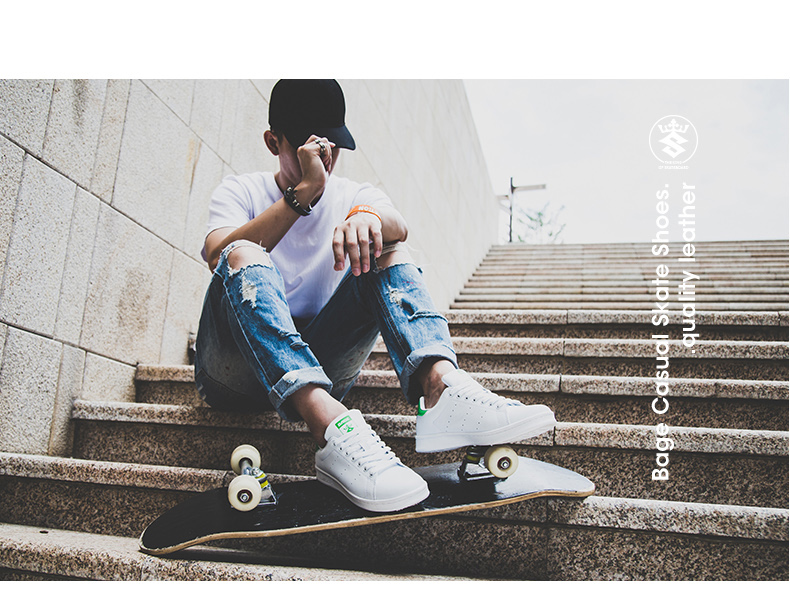 Giày nam Starling Giày thoáng khí mùa đông Giày thể thao và giải trí cho nam Đôi giày skate hoang dã Giày nam và nữ đuôi xanh nhỏ Giày trắng giày thể thao bitis