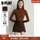 DPLAY Benefits 2025 Winter New Caramel Color Lace Popular Women's Mesh Lace Hollow Top