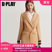  DPLAY de Pala winter new product European and American light camel lapel slim short woolen coat female