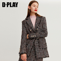  DPLAY de Pala winter new year European and American black tweed edge pull hair small fragrance jacket female