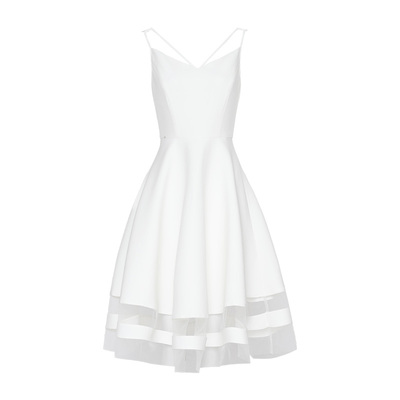 DPLAY2018 mùa hè mới Châu Âu và Mỹ trắng cao eo váy váy lưới khâu ăn mặc tính khí váy trắng váy đầm thu đông Sản phẩm HOT