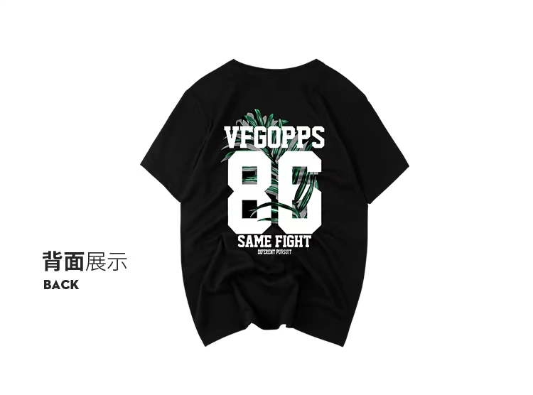 Xu hướng tay áo cotton nửa thời trang Châu Âu và Hoa Kỳ phong cách hip-hop thương hiệu ngắn tay phong cách Harajuku cặp đôi lưng in hình áo thun nam