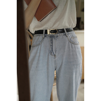 MMCC2022 spring French style retro belt female metal buckle leather strap Jane about 100 hitch