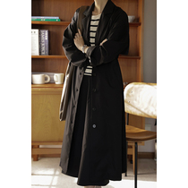 MMCC2023 spring new French style casual black stylish suit collar with long windcoat jacket woman